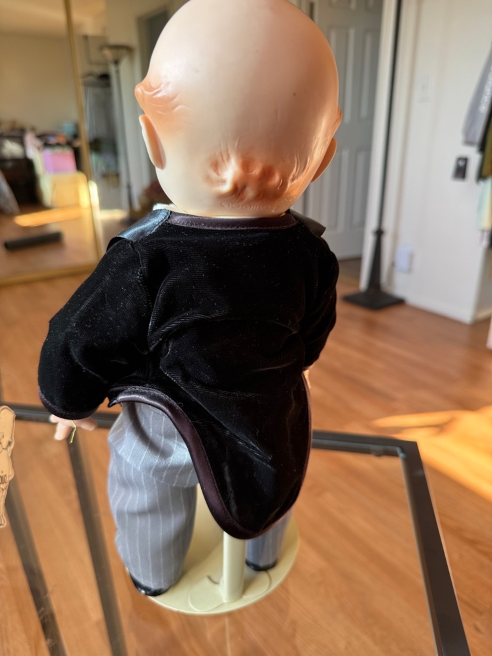 Vintage 1967 Kewpie Collectable Doll in Black,Gray and Cream Tuxedo Outfit, 16” - Picture 4 of 5
